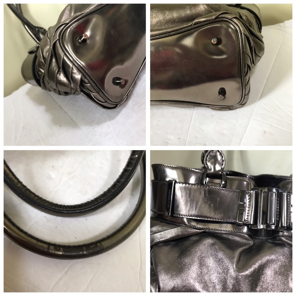 Burberry Knotted Healy Tote Leather Metallic Shoulder Bag Nova Check Handbag Zip - Picture 15 of 16